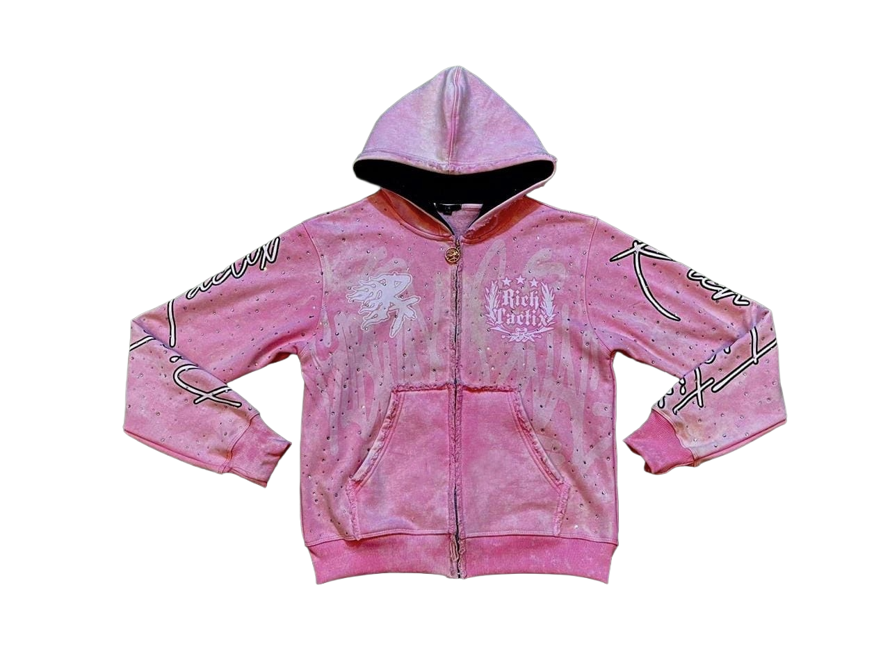 'Pink Star Dust' Rhinestone Zip-Up