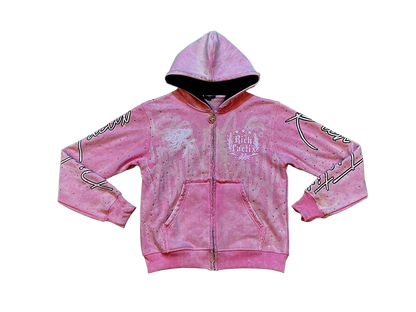 'Pink Star Dust' Rhinestone Zip-Up