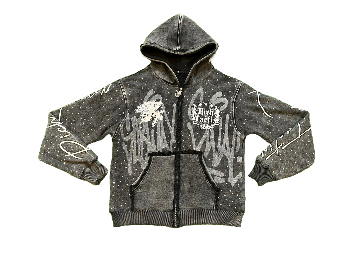'Obsidian' Rhinestone Zip-Up