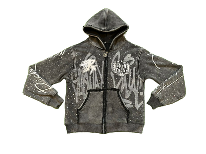 'Obsidian' Rhinestone Zip-Up
