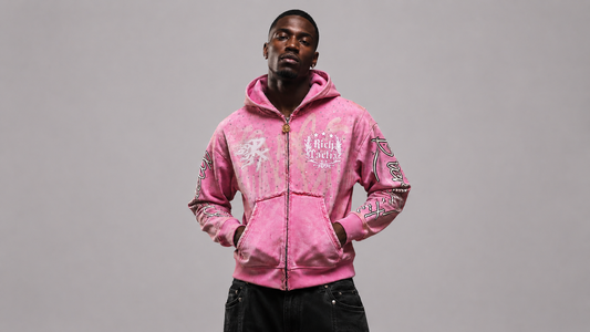'Pink Star Dust' Rhinestone Zip-Up