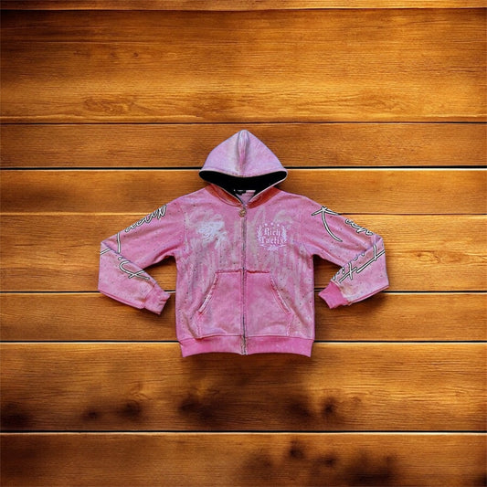 'Pink Star Dust' Rhinestone Zip-Up